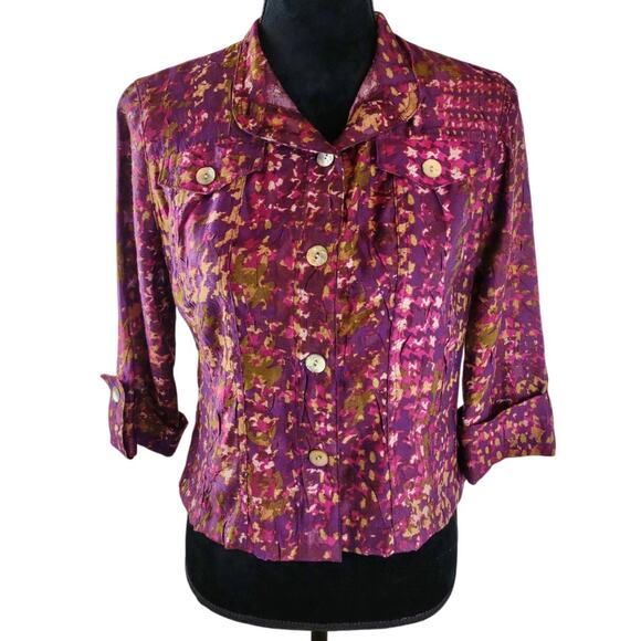 RUBY RD. Women's Stylish Blouse Top Shirt Small abstract colorful Rayon - Picture 1 of 3